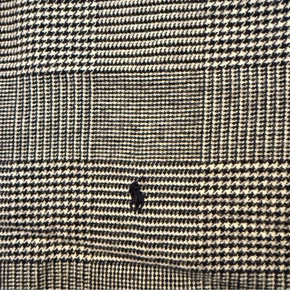 POLO RALPH LAUREN SCARF UNISEX BLACK WHITE PLAID COTTON LONG RECTANGLE